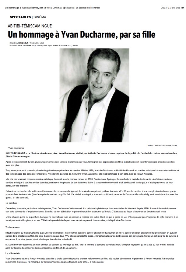 artcile journal de montreal - un hommage