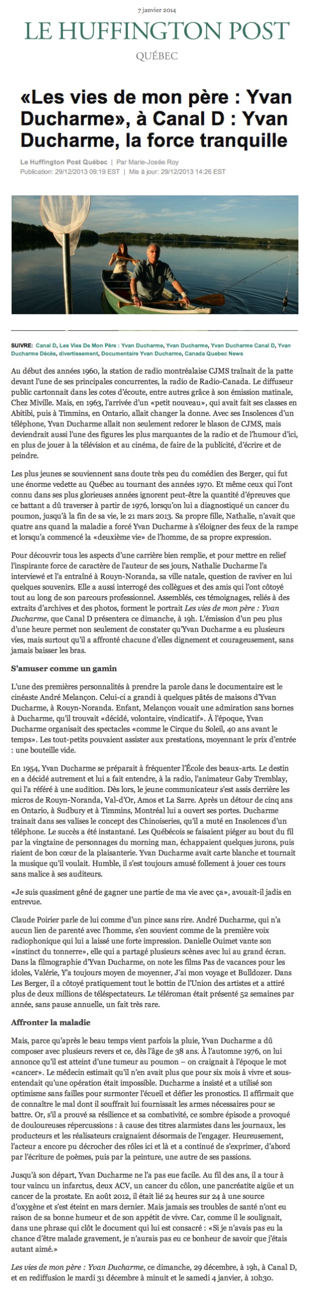 article huffington - la force tranquille