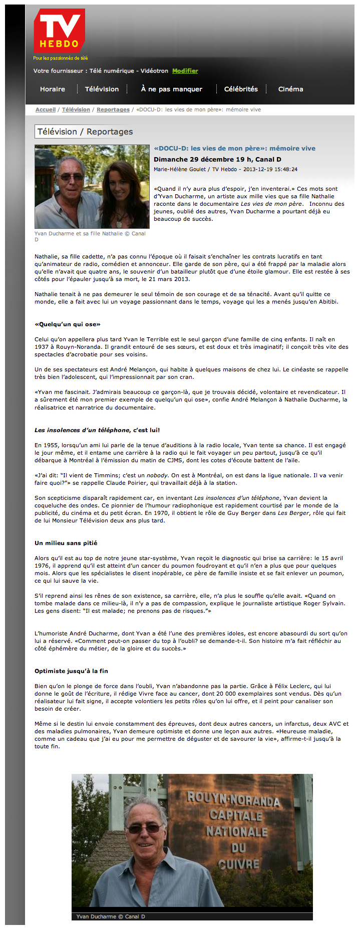 article TV hebdo - memoire vive