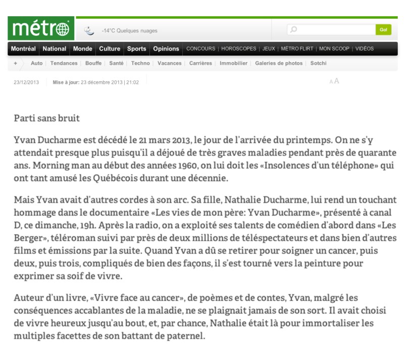 journal metro - parti sans bruit