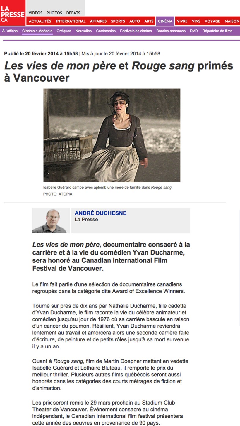 Article LA PRESSE  (20 février 2014)